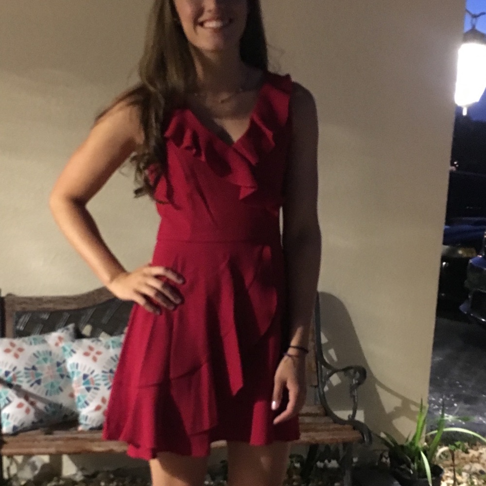Red Ruffle Dress - Picture 2 of 2